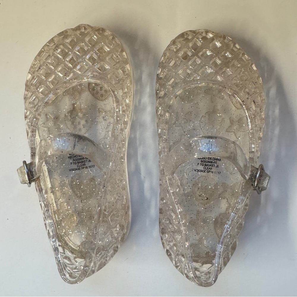 Sparkly Clear Basket Weave Jelly Ballet Shoes - Picture 6 of 7